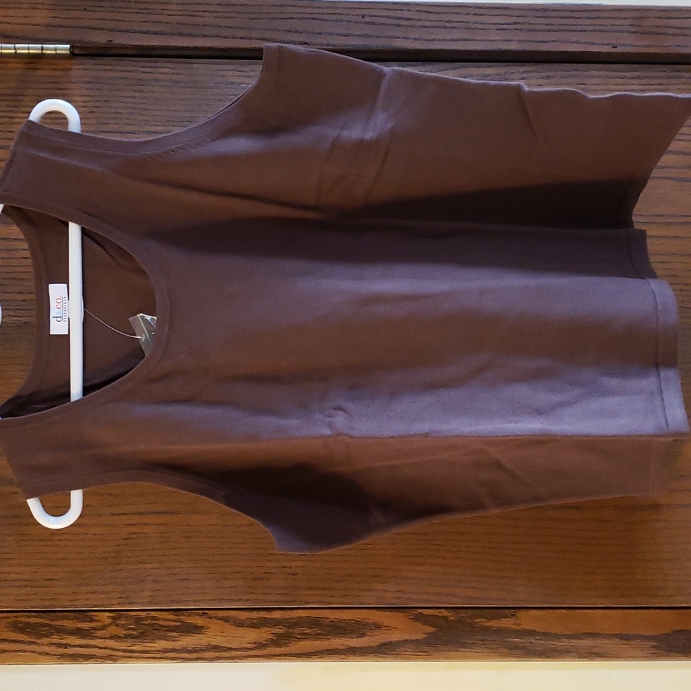 SLEEVELESS, WOMAN'S BROWN COTTON BLEND SHIRT SIZE 2X